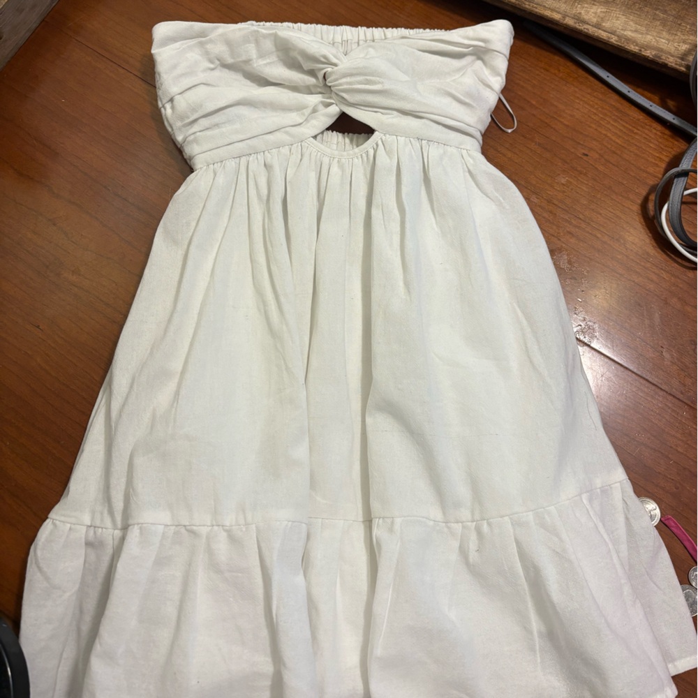 Strapless white sundress